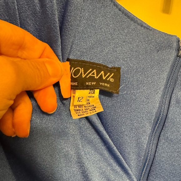 Jovani Vintage Dress 12 Drop Waist Midi Retro Royal Blue Beaded Glam Cosplay - Picture 3 of 6